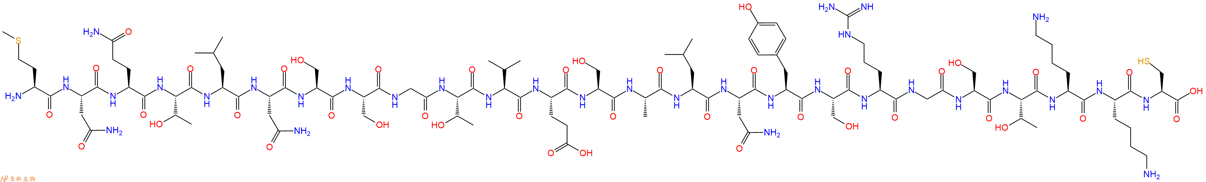 专肽生物产品H2N-Met-Asn-Gln-Thr-Leu-Asn-Ser-Ser-Gly-Thr-Val-Glu-Ser-Ala-Leu-Asn-Tyr-Ser-Arg-Gly-Ser-Thr-Lys-Lys-Cys-OH