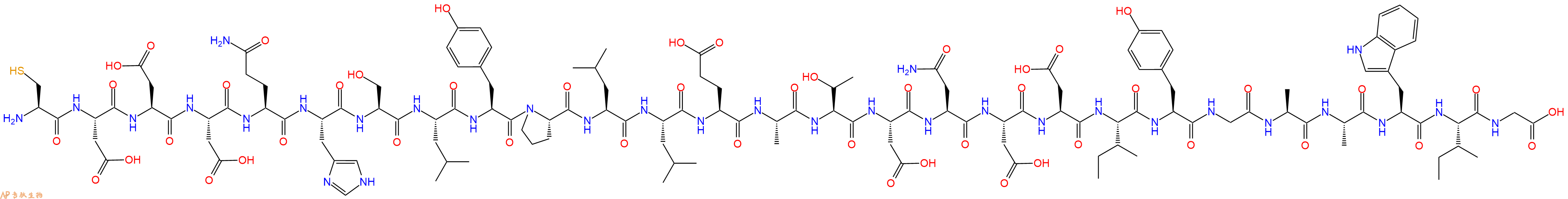 专肽生物产品H2N-Cys-Asp-Asp-Asp-Gln-His-Ser-Leu-Tyr-Pro-Leu-Leu-Glu-Ala-Thr-Asp-Asn-Asp-Asp-Ile-Tyr-Gly-Ala-Ala-Trp-Ile-Gly-OH