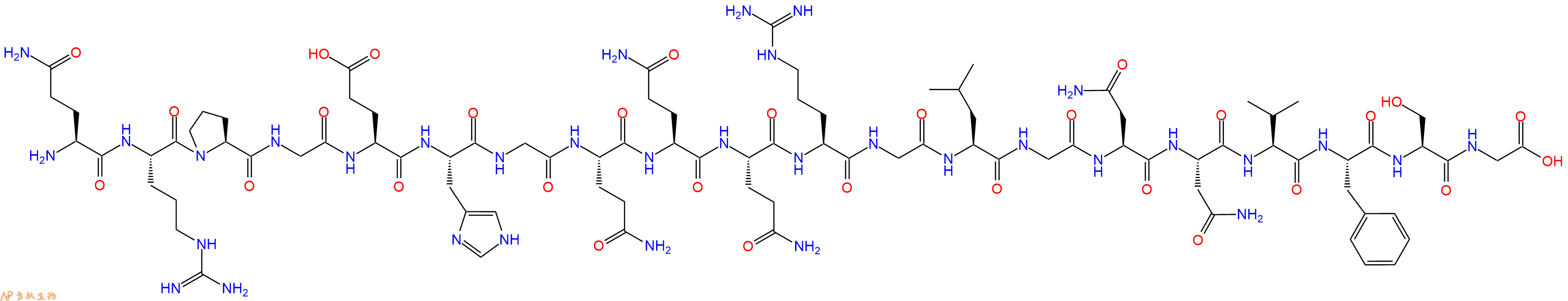 专肽生物产品H2N-Gln-Arg-Pro-Gly-Glu-His-Gly-Gln-Gln-Gln-Arg-Gly-Leu-Gly-Asn-Asn-Val-Phe-Ser-Gly-OH
