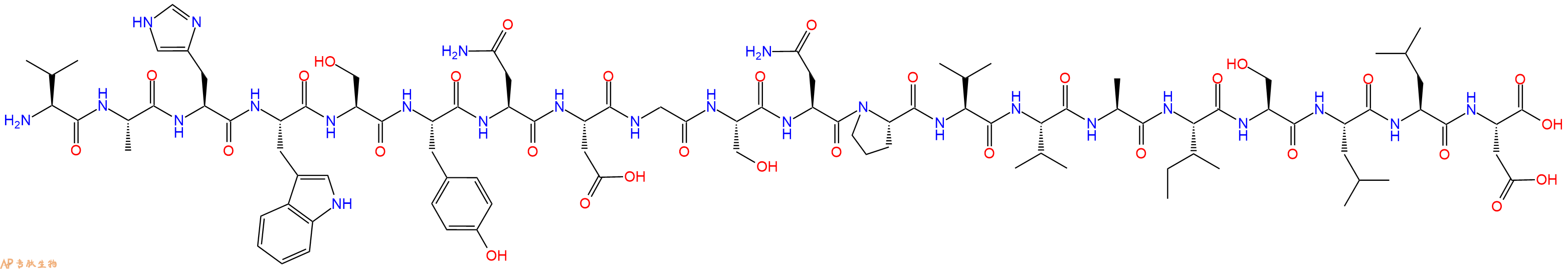 专肽生物产品H2N-Val-Ala-His-Trp-Ser-Tyr-Asn-Asp-Gly-Ser-Asn-Pro-Val-Val-Ala-Ile-Ser-Leu-Leu-Asp-OH