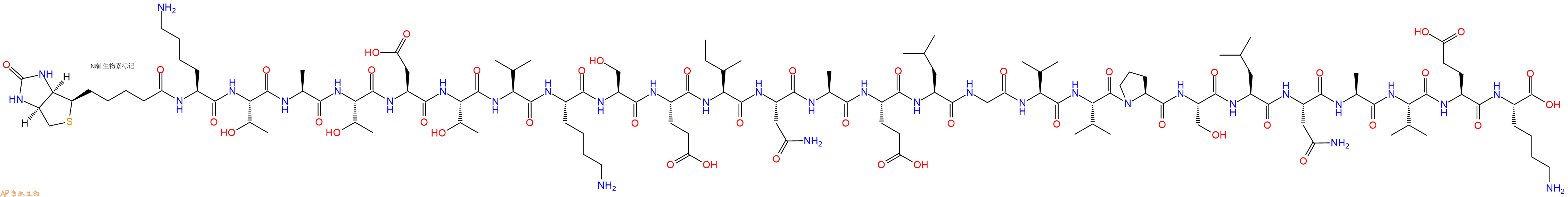 专肽生物产品Biotinyl-Lys-Thr-Ala-Thr-Asp-Thr-Val-Lys-Ser-Glu-Ile-Asn-Ala-Glu-Leu-Gly-Val-Val-Pro-Ser-Leu-Asn-Ala-Val-Glu-Lys-OH