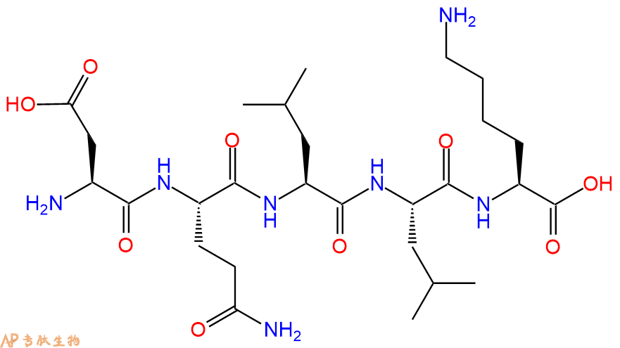 专肽生物产品H2N-Asp-Gln-Leu-Leu-Lys-OH
