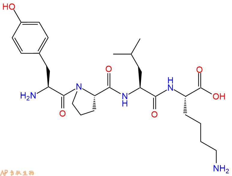 专肽生物产品H2N-Tyr-Pro-Leu-Lys-OH
