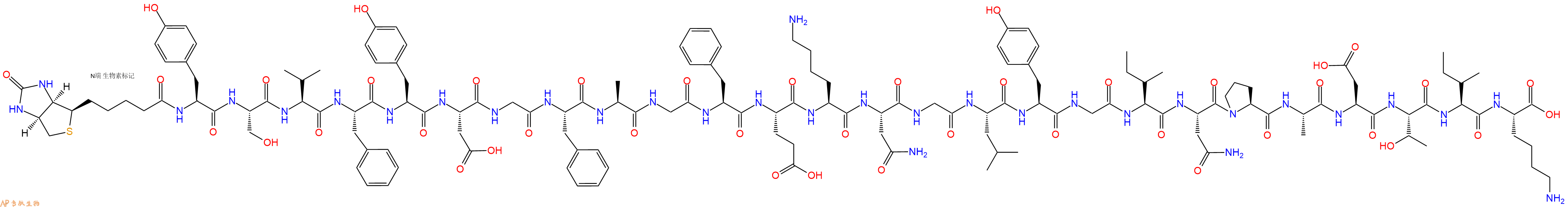 专肽生物产品Biotinyl-Tyr-Ser-Val-Phe-Tyr-Asp-Gly-Phe-Ala-Gly-Phe-Glu-Lys-Asn-Gly-Leu-Tyr-Gly-Ile-Asn-Pro-Ala-Asp-Thr-Ile-Lys-OH