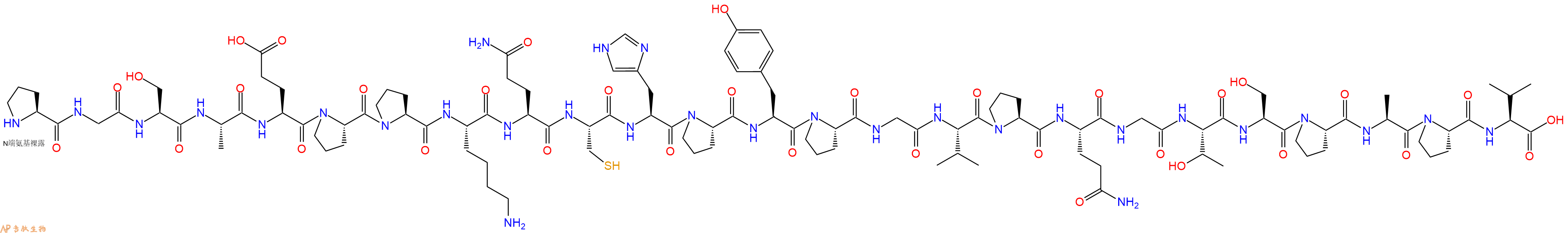 专肽生物产品H2N-Pro-Gly-Ser-Ala-Glu-Pro-Pro-Lys-Gln-Cys-His-Pro-Tyr-Pro-Gly-Val-Pro-Gln-Gly-Thr-Ser-Pro-Ala-Pro-Val-OH