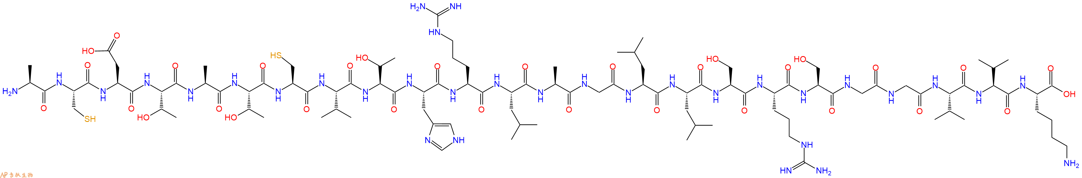 专肽生物产品H2N-Ala-Cys-Asp-Thr-Ala-Thr-Cys-Val-Thr-His-Arg-Leu-Ala-Gly-Leu-Leu-Ser-Arg-Ser-Gly-Gly-Val-Val-Lys-OH