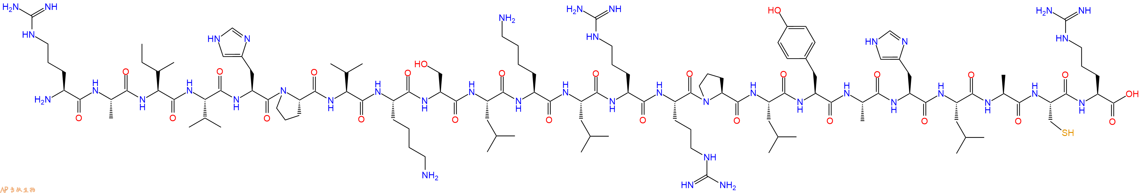 专肽生物产品H2N-Arg-Ala-Ile-Val-His-Pro-Val-Lys-Ser-Leu-Lys-Leu-Arg-Arg-Pro-Leu-Tyr-Ala-His-Leu-Ala-Cys-Arg-OH
