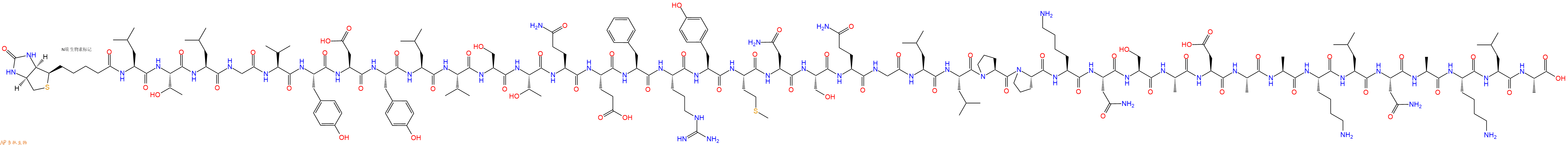 专肽生物产品Biotinyl-Leu-Thr-Leu-Gly-Val-Tyr-Asp-Tyr-Leu-Val-Ser-Thr-Gln-Glu-Phe-Arg-Tyr-Met-Asn-Ser-Gln-Gly-Leu-Leu-Pro-Pro-Lys-Asn-Ser-Ala-Asp-Ala-Ala-Lys-Leu-Asn-Ala-Lys-Leu-Ala-OH