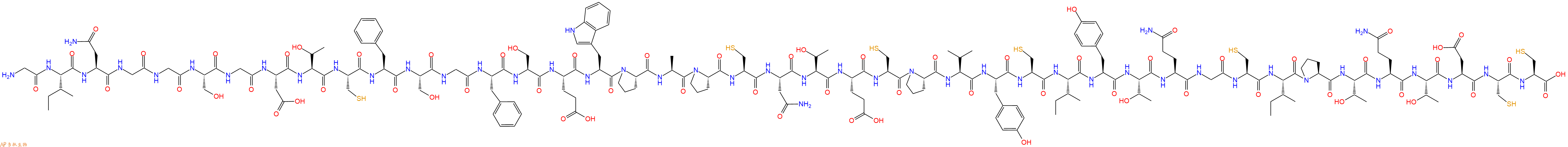 专肽生物产品H2N-Gly-Ile-Asn-Gly-Gly-Ser-Gly-Asp-Thr-Cys-Phe-Ser-Gly-Phe-Ser-Glu-Trp-Pro-Ala-Pro-Cys-Asn-Thr-Glu-Cys-Pro-Val-Tyr-Cys-Ile-Tyr-Thr-Gln-Gly-Cys-Ile-Pro-Thr-Gln-Thr-Asp-Cys-Cys-OH
