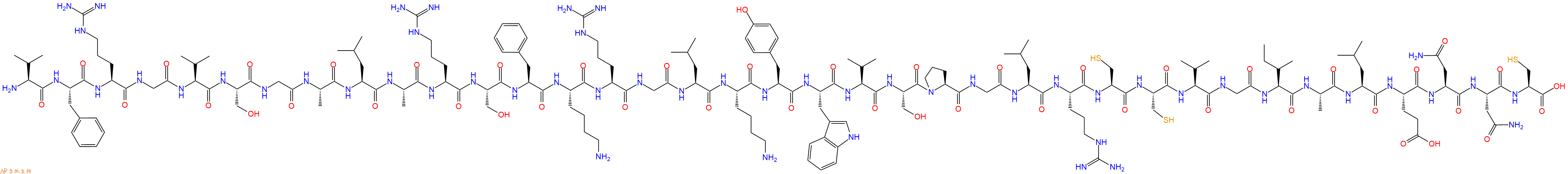 专肽生物产品H2N-Val-Phe-Arg-Gly-Val-Ser-Gly-Ala-Leu-Ala-Arg-Ser-Phe-Lys-Arg-Gly-Leu-Lys-Tyr-Trp-Val-Ser-Pro-Gly-Leu-Arg-Cys-Cys-Val-Gly-Ile-Ala-Leu-Glu-Asn-Asn-Cys-OH