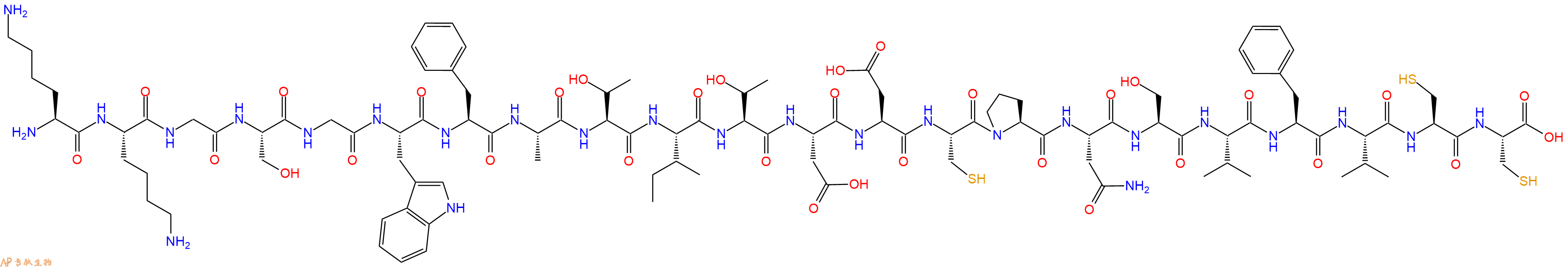 专肽生物产品H2N-Lys-Lys-Gly-Ser-Gly-Trp-Phe-Ala-Thr-Ile-Thr-Asp-Asp-Cys-Pro-Asn-Ser-Val-Phe-Val-Cys-Cys-OH
