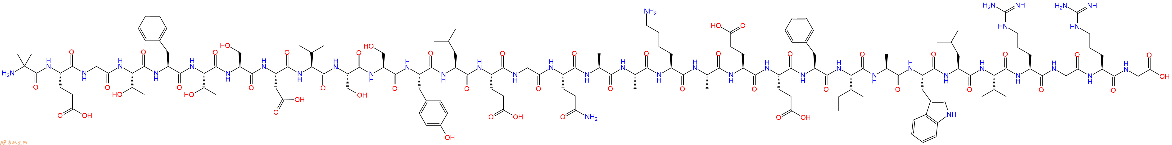 专肽生物产品H2N-Aib-Glu-Gly-Thr-Phe-Thr-Ser-Asp-Val-Ser-Ser-Tyr-Leu-Glu-Gly-Gln-Ala-Ala-Lys-Ala-Glu-Glu-Phe-Ile-Ala-Trp-Leu-Val-Arg-Gly-Arg-Gly-OH