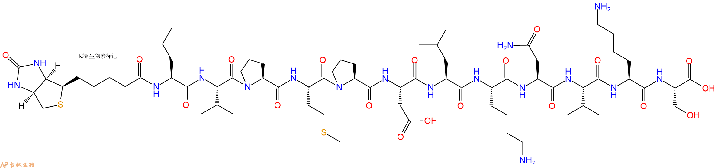 专肽生物产品Biotinyl-Leu-Val-Pro-Met-Pro-Asp-Leu-Lys-Asn-Val-Lys-Ser-OH