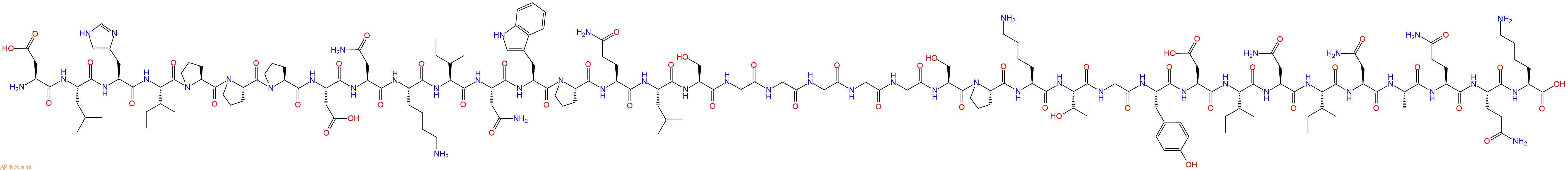 专肽生物产品H2N-Asp-Leu-His-Ile-Pro-Pro-Pro-Asp-Asn-Lys-Ile-Asn-Trp-Pro-Gln-Leu-Ser-Gly-Gly-Gly-Gly-Gly-Ser-Pro-Lys-Thr-Gly-Tyr-Asp-Ile-Asn-Ile-Asn-Ala-Gln-Gln-Lys-OH