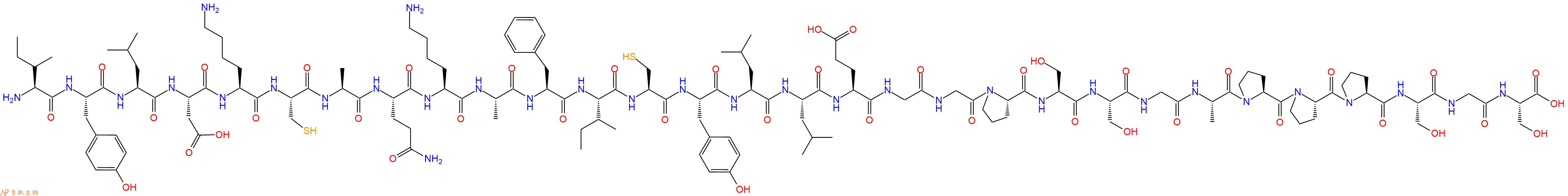 专肽生物产品H2N-Ile-Tyr-Leu-Asp-Lys-Cys-Ala-Gln-Lys-Ala-Phe-Ile-Cys-Tyr-Leu-Leu-Glu-Gly-Gly-Pro-Ser-Ser-Gly-Ala-Pro-Pro-Pro-Ser-Gly-Ser-OH