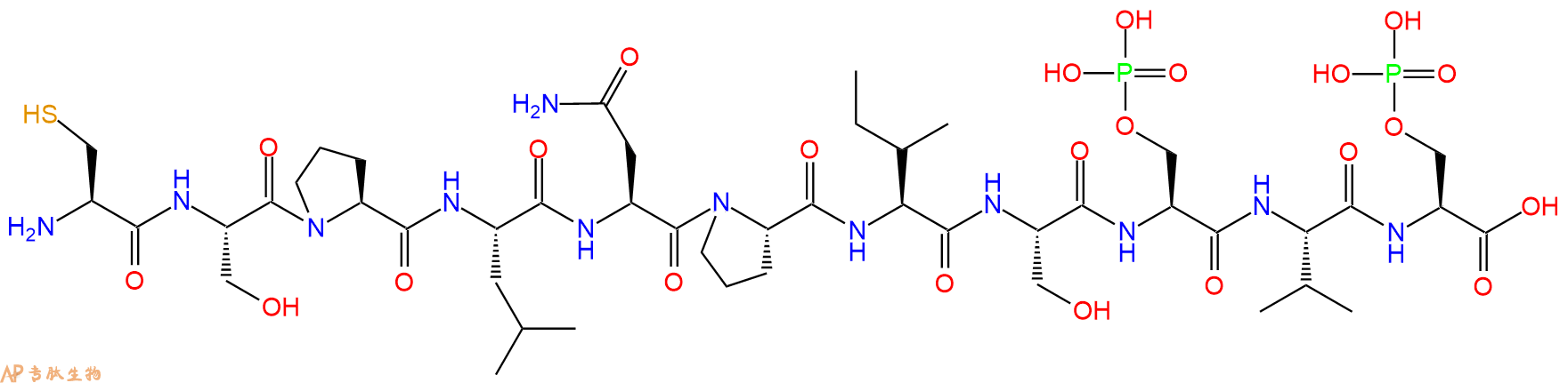 专肽生物产品H2N-Cys-Ser-Pro-Leu-Asn-Pro-Ile-Ser-Ser(PO3H2)-Val-Ser(PO3H2)-OH