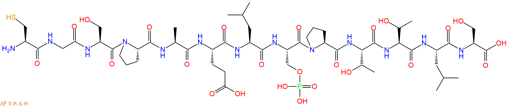 专肽生物产品H2N-Cys-Gly-Ser-Pro-Ala-Glu-Leu-Ser(PO3H2)-Pro-Thr-Thr-Leu-Ser-OH