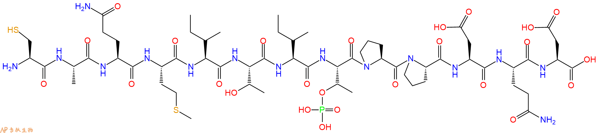 专肽生物产品H2N-Cys-Ala-Gln-Met-Ile-Thr-Ile-pThr-Pro-Pro-Asp-Gln-Asp-OH