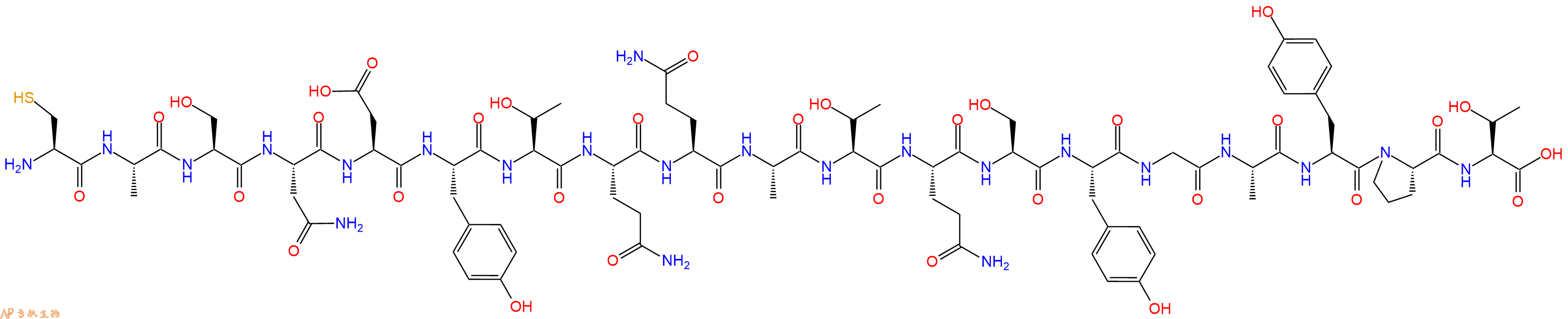 专肽生物产品H2N-Cys-Ala-Ser-Asn-Asp-Tyr-Thr-Gln-Gln-Ala-Thr-Gln-Ser-Tyr-Gly-Ala-Tyr-Pro-Thr-OH