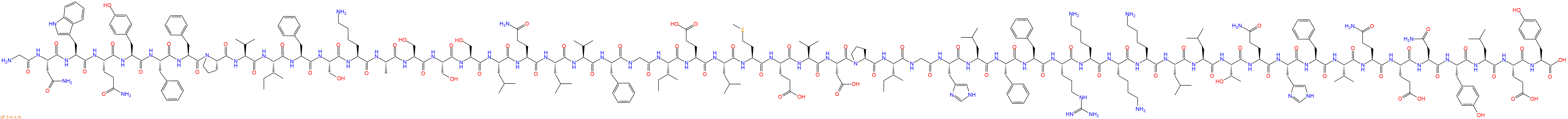 专肽生物产品H2N-Gly-Asn-Trp-Gln-Tyr-Phe-Phe-Pro-Val-Ile-Phe-Ser-Lys-Ala-Ser-Ser-Ser-Leu-Gln-Leu-Val-Phe-Gly-Ile-Glu-Leu-Met-Glu-Val-Asp-Pro-Ile-Gly-His-Leu-Phe-Phe-Arg-Lys-Lys-Lys-Leu-Leu-Thr-Gln-His-Phe-Val-Gln-Glu-Asn-Tyr-Leu-Glu-Tyr-OH