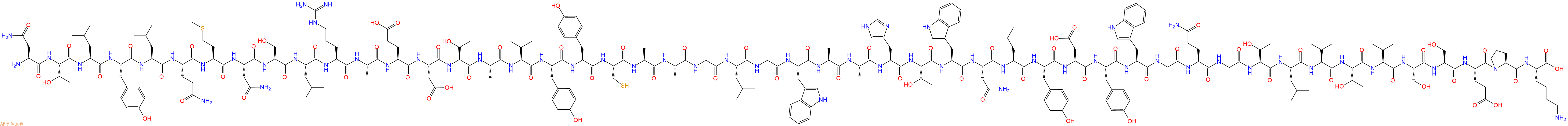 专肽生物产品H2N-Asn-Thr-Leu-Tyr-Leu-Gln-Met-Asn-Ser-Leu-Arg-Ala-Glu-Asp-Thr-Ala-Val-Tyr-Tyr-Cys-Ala-Ala-Gly-Leu-Gly-Trp-Ala-Ala-His-Thr-Trp-Asn-Leu-Tyr-Asp-Tyr-Trp-Gly-Gln-Gly-Thr-Leu-Val-Thr-Val-Ser-Ser-Glu-Pro-Lys-OH