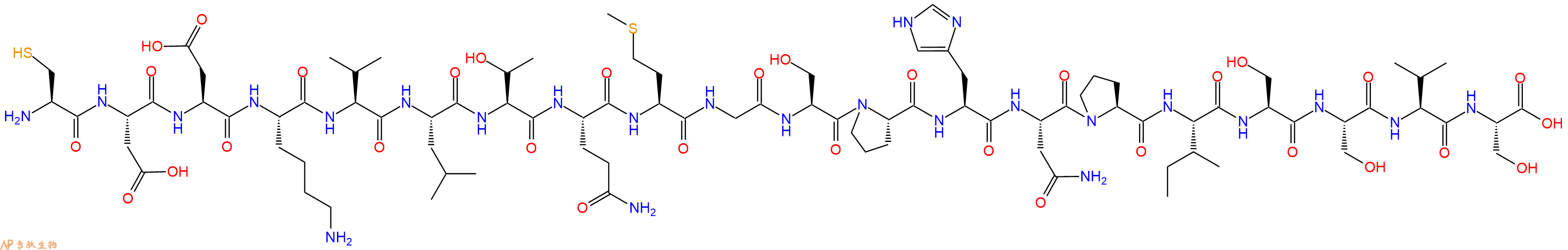 专肽生物产品H2N-Cys-Asp-Asp-Lys-Val-Leu-Thr-Gln-Met-Gly-Ser-Pro-His-Asn-Pro-Ile-Ser-Ser-Val-Ser-OH