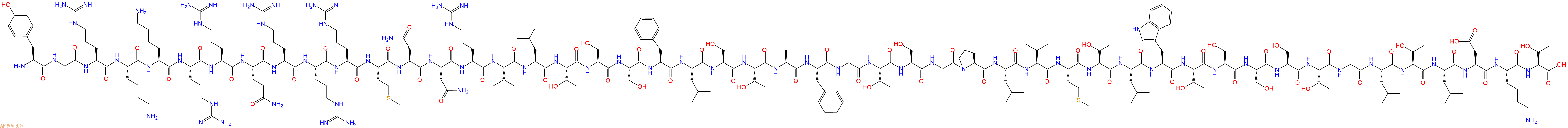 专肽生物产品H2N-Tyr-Gly-Arg-Lys-Lys-Arg-Arg-Gln-Arg-Arg-Arg-Met-Asn-Asn-Arg-Val-Leu-Thr-Ser-Ser-Phe-Leu-Ser-Thr-Ala-Phe-Gly-Thr-Ser-Gly-Pro-Leu-Ile-Met-Thr-Leu-Trp-Thr-Ser-Ser-Ser-Thr-Gly-Leu-Thr-Leu-Asp-Lys-Thr-OH