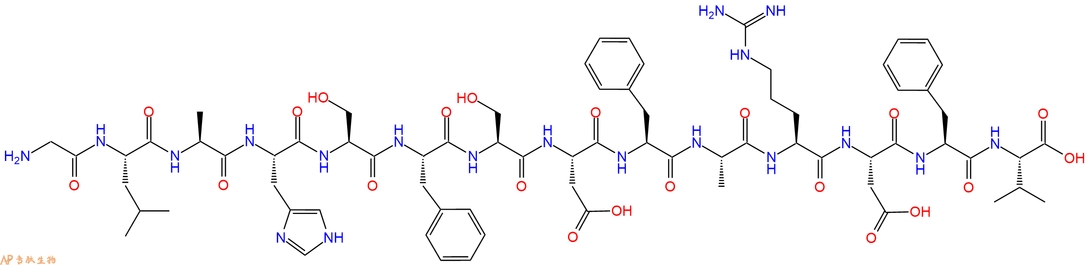 专肽生物产品H2N-Gly-Leu-Ala-His-Ser-Phe-Ser-Asp-Phe-Ala-Arg-Asp-Phe-Val-OH