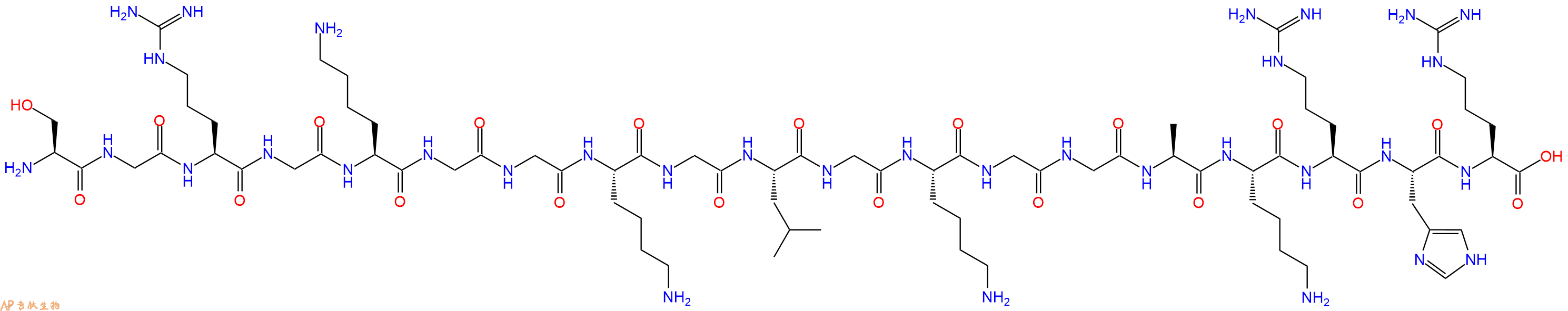 专肽生物产品H2N-Ser-Gly-Arg-Gly-Lys-Gly-Gly-Lys-Gly-Leu-Gly-Lys-Gly-Gly-Ala-Lys-Arg-His-Arg-OH