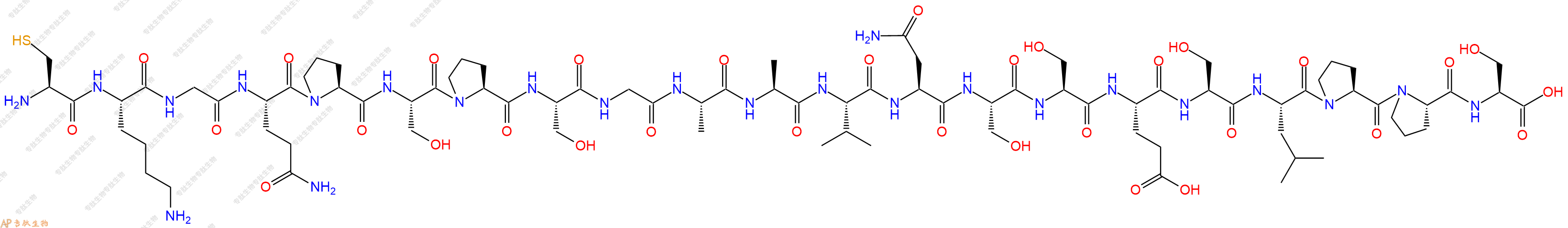 专肽生物产品H2N-Cys-Lys-Gly-Gln-Pro-Ser-Pro-Ser-Gly-Ala-Ala-Val-Asn-Ser-Ser-Glu-Ser-Leu-Pro-Pro-Ser-OH