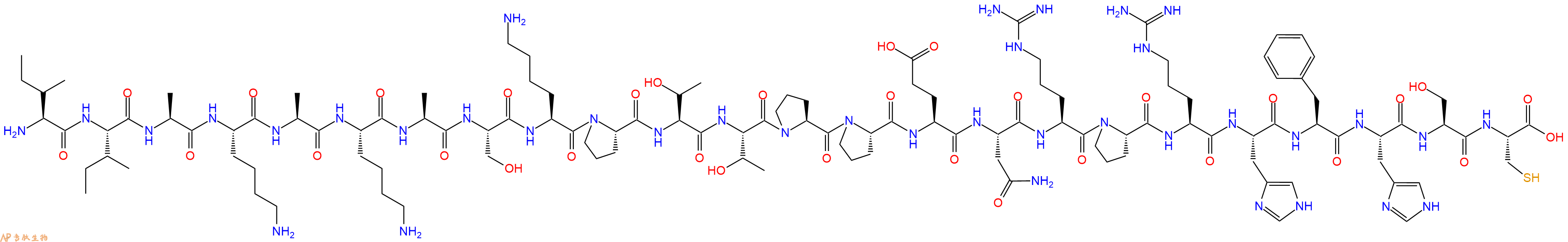 专肽生物产品H2N-Ile-Ile-Ala-Lys-Ala-Lys-Ala-Ser-Lys-Pro-Thr-Thr-Pro-Pro-Glu-Asn-Arg-Pro-Arg-His-Phe-His-Ser-Cys-OH