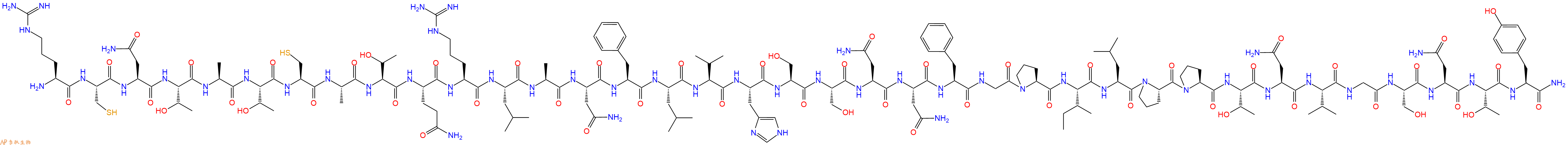 专肽生物产品H2N-Arg-Cys-Asn-Thr-Ala-Thr-Cys-Ala-Thr-Gln-Arg-Leu-Ala-Asn-Phe-Leu-Val-His-Ser-Ser-Asn-Asn-Phe-Gly-Pro-Ile-Leu-Pro-Pro-Thr-Asn-Val-Gly-Ser-Asn-Thr-Tyr-CONH2