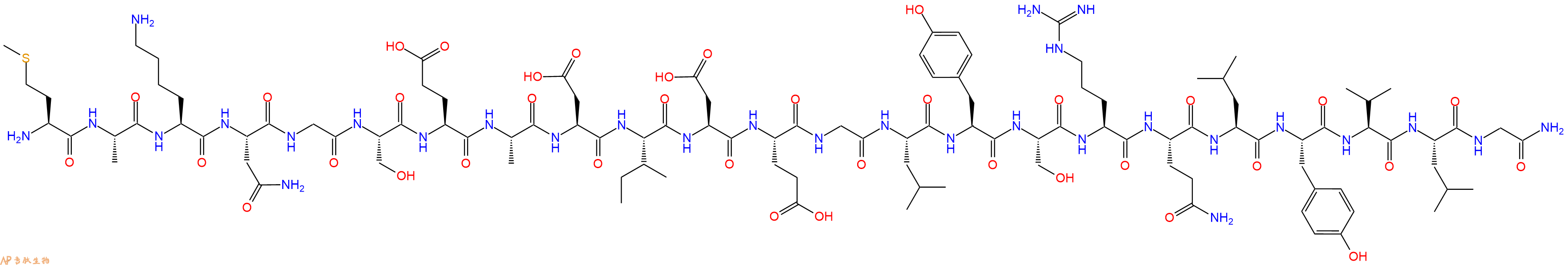 专肽生物产品H2N-Met-Ala-Lys-Asn-Gly-Ser-Glu-Ala-Asp-Ile-Asp-Glu-Gly-Leu-Tyr-Ser-Arg-Gln-Leu-Tyr-Val-Leu-Gly-CONH2