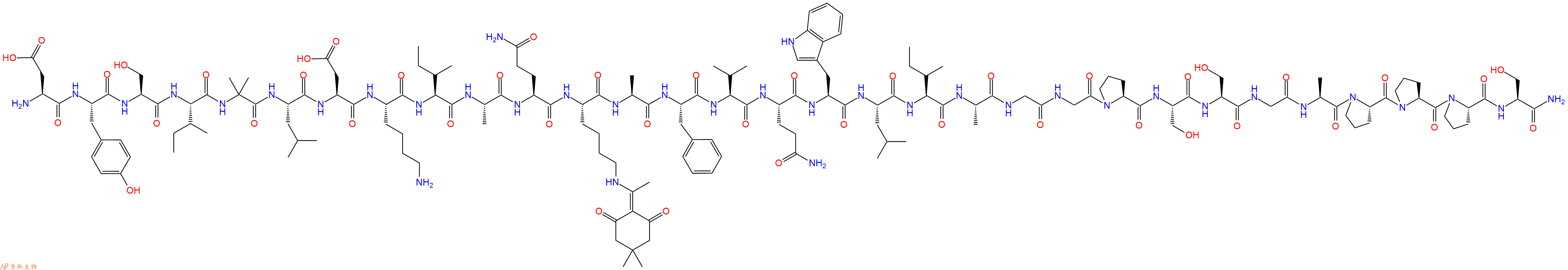 专肽生物产品H2N-Asp-Tyr-Ser-Ile-Aib-Leu-Asp-Lys-Ile-Ala-Gln-Lys(Dde)-Ala-Phe-Val-Gln-Trp-Leu-Ile-Ala-Gly-Gly-Pro-Ser-Ser-Gly-Ala-Pro-Pro-Pro-Ser-CONH2