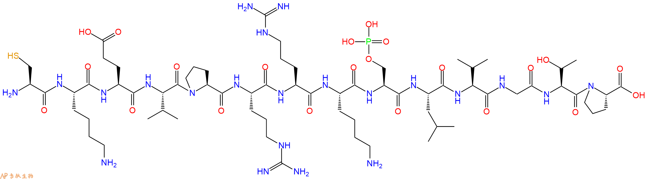专肽生物产品H2N-Cys-Lys-Glu-Val-Pro-Arg-Arg-Lys-Ser(PO3H2)-Leu-Val-Gly-Thr-Pro-OH