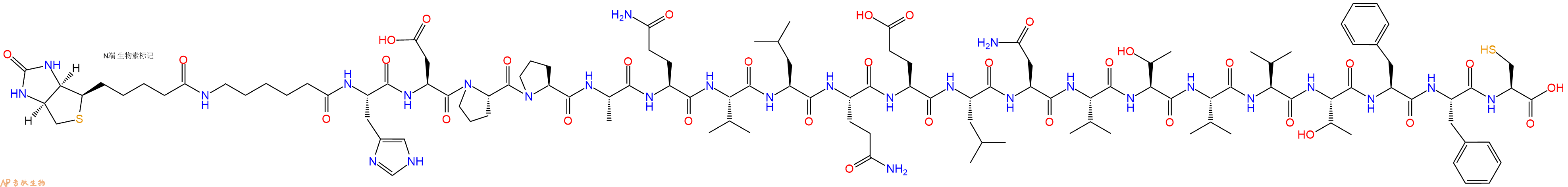 专肽生物产品Biotinyl-Ahx-His-Asp-Pro-Pro-Ala-Gln-Val-Leu-Gln-Glu-Leu-Asn-Val-Thr-Val-Val-Thr-Phe-Phe-Cys-OH