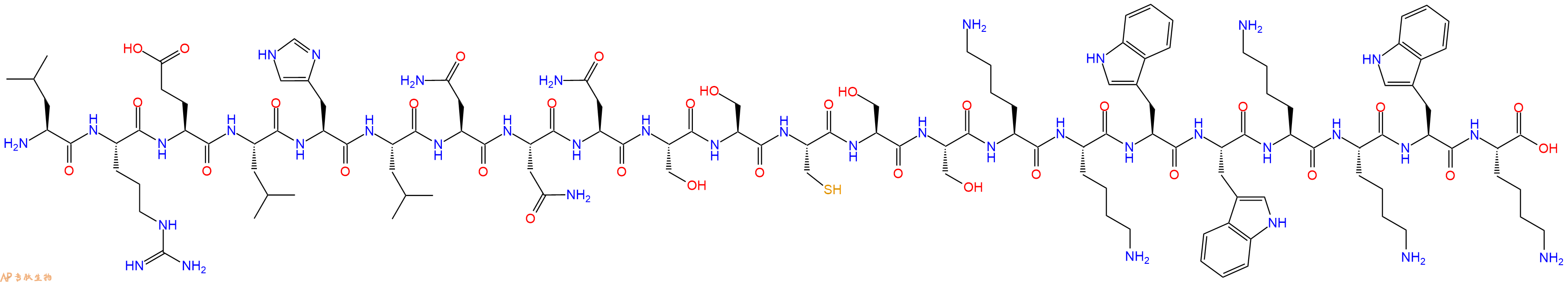 专肽生物产品H2N-Leu-Arg-Glu-Leu-His-Leu-Asn-Asn-Asn-Ser-Ser-Cys-Ser-Ser-Lys-Lys-Trp-Trp-Lys-Lys-Trp-Lys-OH
