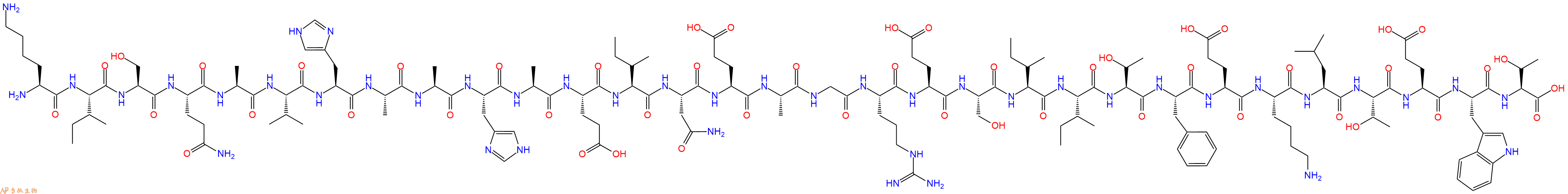 专肽生物产品H2N-Lys-Ile-Ser-Gln-Ala-Val-His-Ala-Ala-His-Ala-Glu-Ile-Asn-Glu-Ala-Gly-Arg-Glu-Ser-Ile-Ile-Thr-Phe-Glu-Lys-Leu-Thr-Glu-Trp-Thr-OH