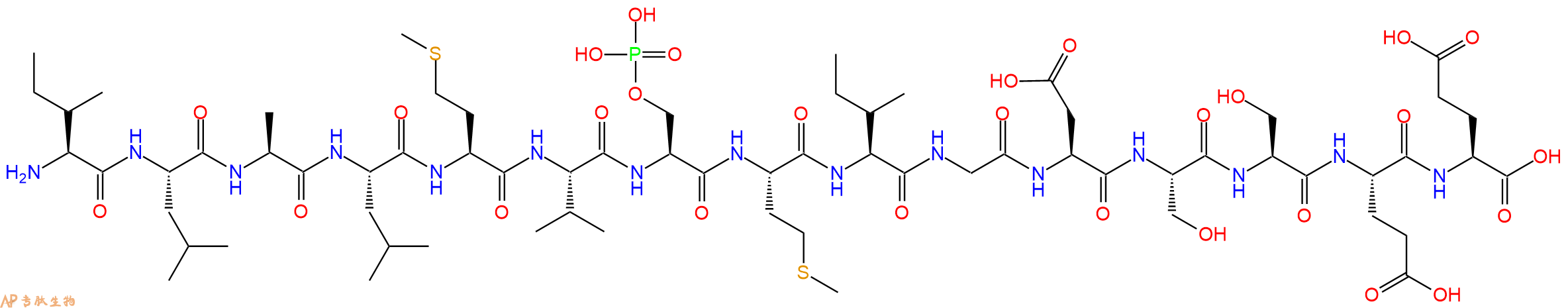 专肽生物产品H2N-Ile-Leu-Ala-Leu-Met-Val-Ser(PO3H2)-Met-Ile-Gly-Asp-Ser-Ser-Glu-Glu-OH