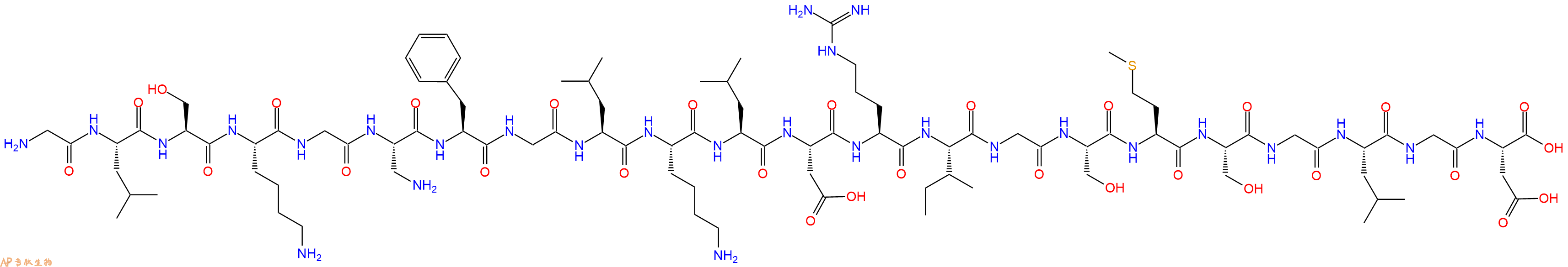 专肽生物产品H2N-Gly-Leu-Ser-Lys-Gly-Dap-Phe-Gly-Leu-Lys-Leu-Asp-Arg-Ile-Gly-Ser-Met-Ser-Gly-Leu-Gly-Asp-OH