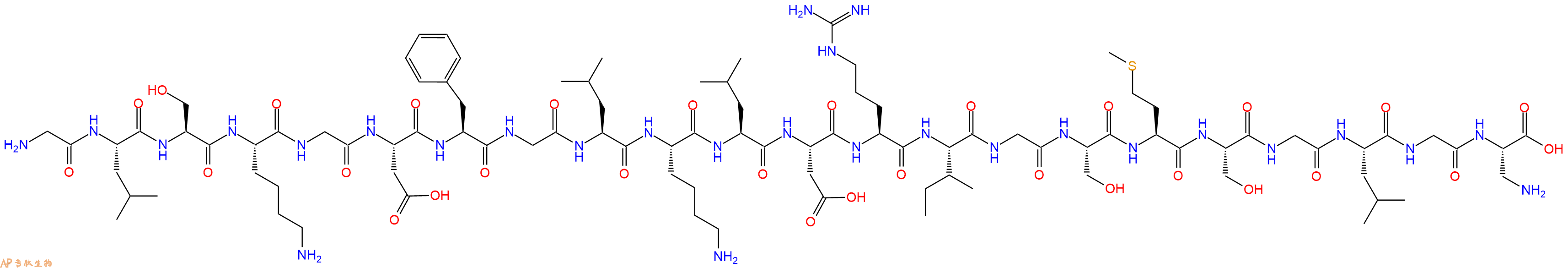 专肽生物产品H2N-Gly-Leu-Ser-Lys-Gly-Asp-Phe-Gly-Leu-Lys-Leu-Asp-Arg-Ile-Gly-Ser-Met-Ser-Gly-Leu-Gly-Dap-OH