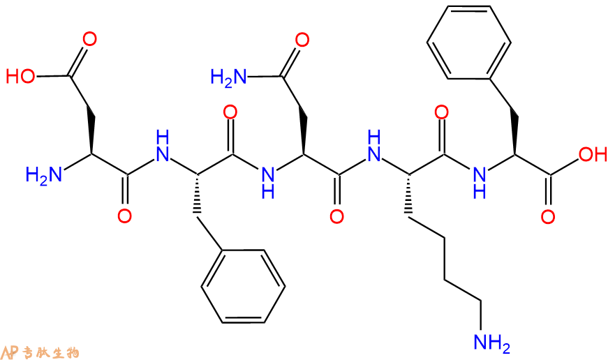 专肽生物产品H2N-Asp-Phe-Asn-Lys-Phe-OH