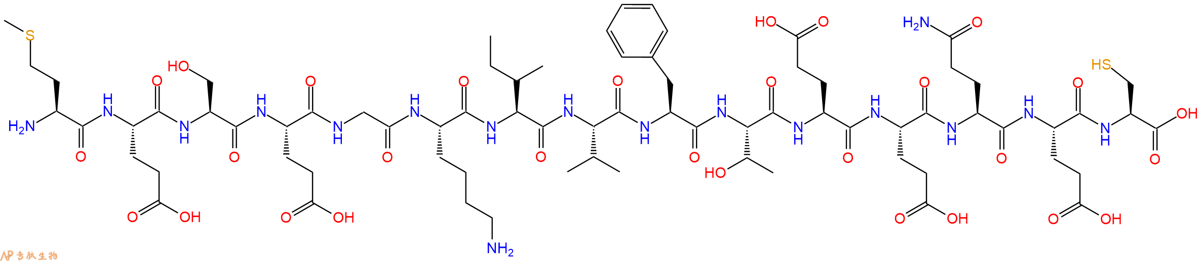 专肽生物产品H2N-Met-Glu-Ser-Glu-Gly-Lys-Ile-Val-Phe-Thr-Glu-Glu-Gln-Glu-Cys-OH