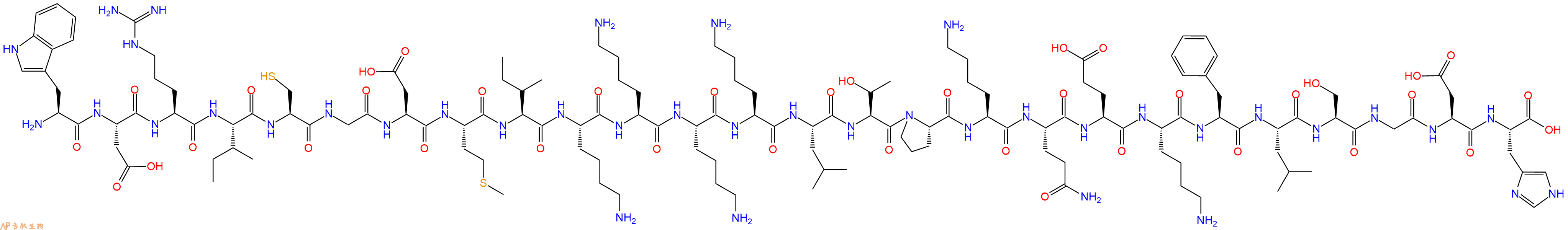 专肽生物产品H2N-Trp-Asp-Arg-Ile-Cys-Gly-Asp-Met-Ile-Lys-Lys-Lys-Lys-Leu-Thr-Pro-Lys-Gln-Glu-Lys-Phe-Leu-Ser-Gly-Asp-His-OH