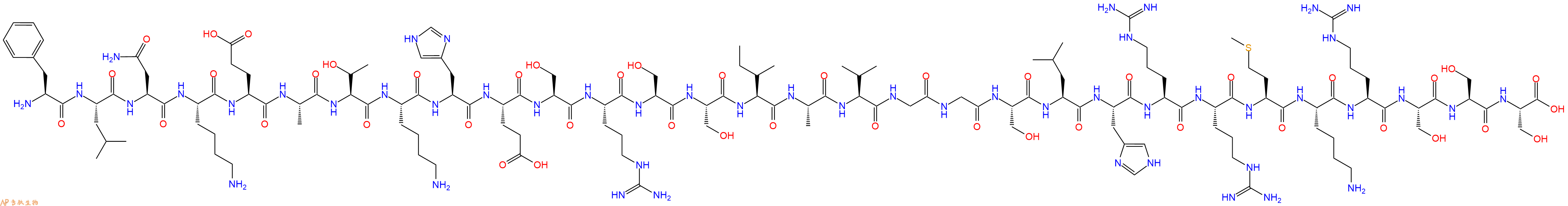 专肽生物产品H2N-Phe-Leu-Asn-Lys-Glu-Ala-Thr-Lys-His-Glu-Ser-Arg-Ser-Ser-Ile-Ala-Val-Gly-Gly-Ser-Leu-His-Arg-Arg-Met-Lys-Arg-Ser-Ser-Ser-OH