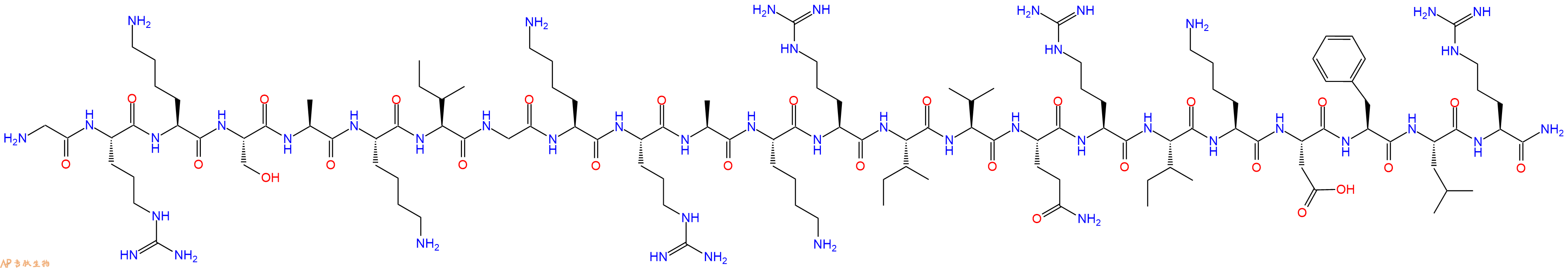专肽生物产品H2N-Gly-Arg-Lys-Ser-Ala-Lys-Ile-Gly-Lys-Arg-Ala-Lys-Arg-Ile-Val-Gln-Arg-Ile-Lys-Asp-Phe-Leu-Arg-CONH2