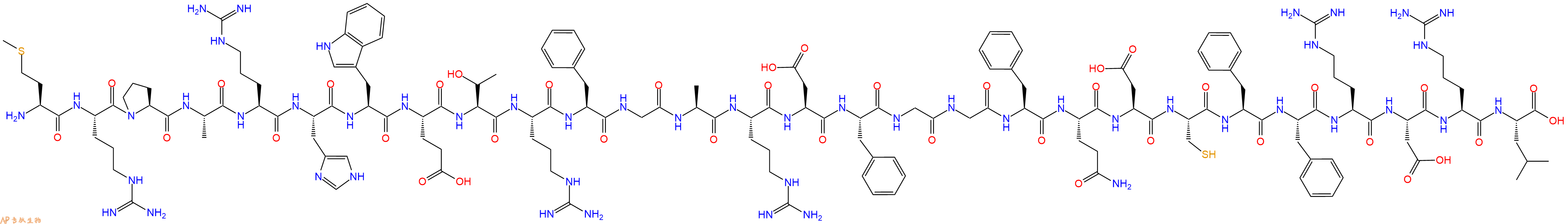 专肽生物产品H2N-Met-Arg-Pro-Ala-Arg-His-Trp-Glu-Thr-Arg-Phe-Gly-Ala-Arg-Asp-Phe-Gly-Gly-Phe-Gln-Asp-Cys-Phe-Phe-Arg-Asp-Arg-Leu-OH