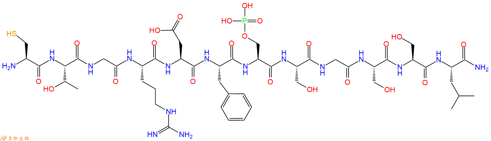 专肽生物产品H2N-Cys-Thr-Gly-Arg-Asp-Phe-Ser(PO3H2)-Ser-Gly-Ser-Ser-Leu-CONH2