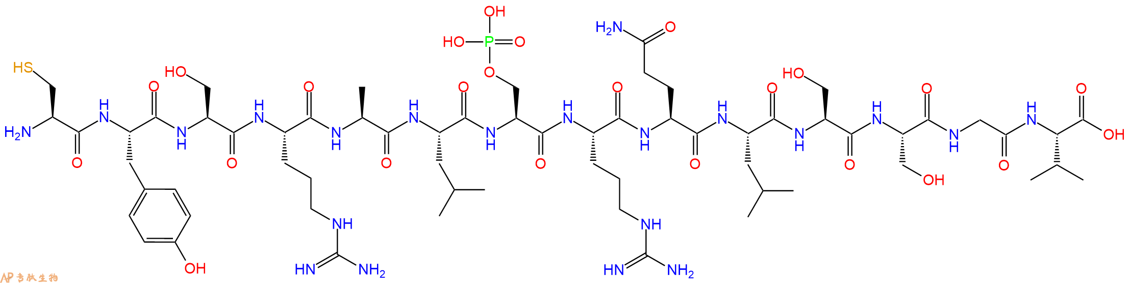 专肽生物产品H2N-Cys-Tyr-Ser-Arg-Ala-Leu-Ser(PO3H2)-Arg-Gln-Leu-Ser-Ser-Gly-Val-OH