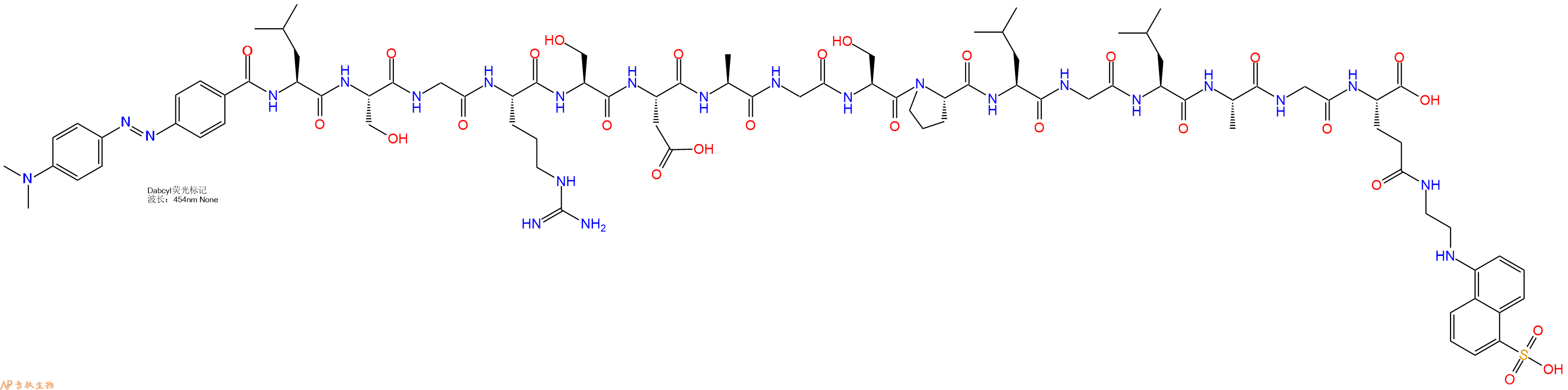 专肽生物产品DABCYL-Leu-Ser-Gly-Arg-Ser-Asp-Ala-Gly-Ser-Pro-Leu-Gly-Leu-Ala-Gly-Glu(Edans)-OH